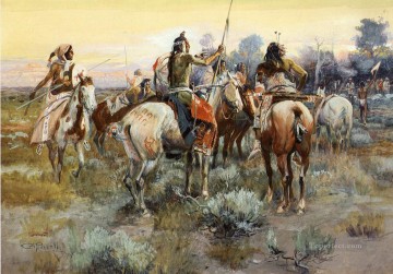 休戦インディアン西部アメリカ人のチャールズ・マリオン・ラッセル Oil Paintings